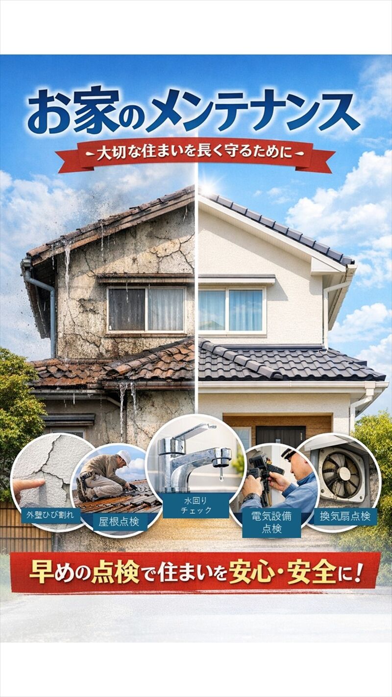 早めの点検で住まいを長持ちさせましょう
